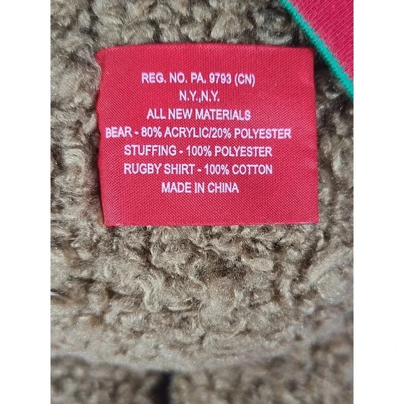 Ralph Lauren Plush Teddy Bear Stuffed Animal Toy Rugby Shirt Red Green 13" 2005 - Picture 7 of 7